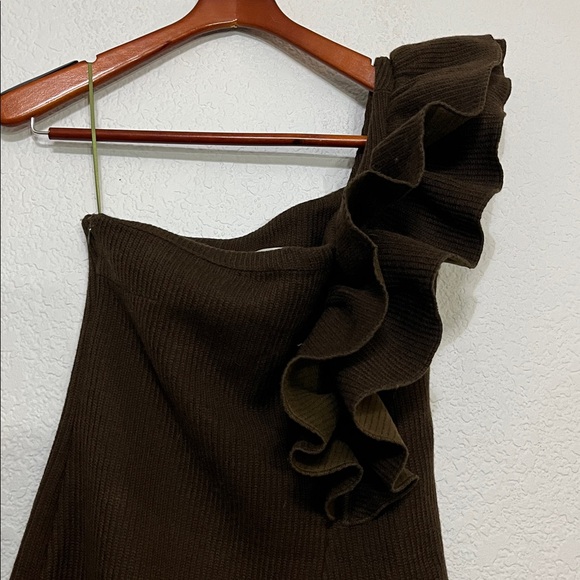 Ghospell One Shoulder Ruffle Ribbed Sweater Dress - Picture 8 of 17